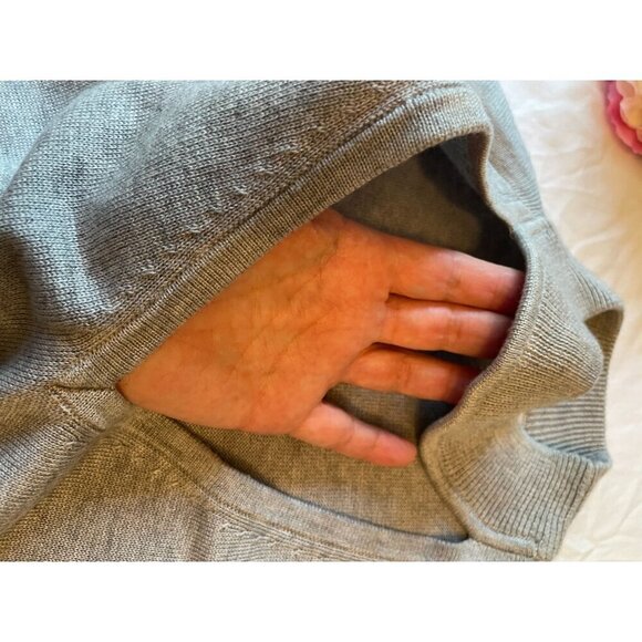 Unique Ramy Brook Sheer Sleeve Sweater V-Neck Long Sleeve Gray  Cashmere Silk Co - Picture 5 of 8